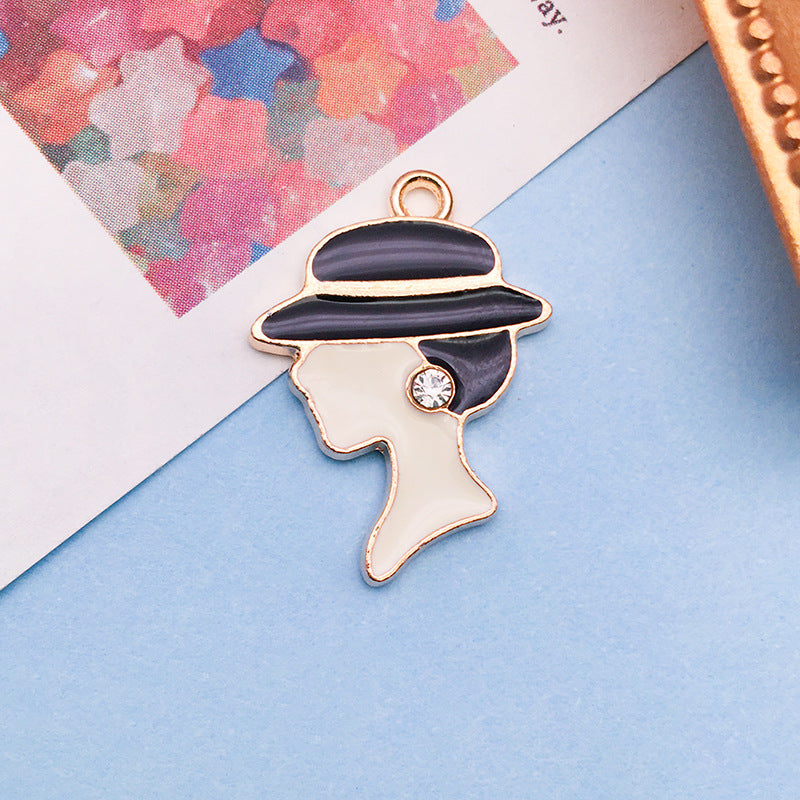 Wholesale Dripping Oil White Urban Beauty Alloy Cartoon Necklace Bracelet Pendant